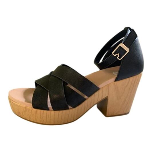 Dr. Scholl's Women's Blissful Clog Heeled Platform Sandal Black Size 10 - Picture 1 of 7